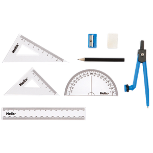 Helix Maths Set A54000 Blue, Transparent