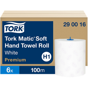 Tork Matic Premium Paper Hand Towels H1 Rolled White 2 Ply 290016 100 m Pack of 6