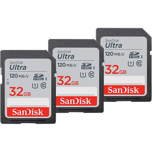 SanDisk Ultra Memory Card 32 GB SDHC UHS-I Class 10 Pack of 3