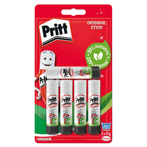 Pritt Stationery Glue Stick Non-permanent White Clear Pack of 5 of 11 g