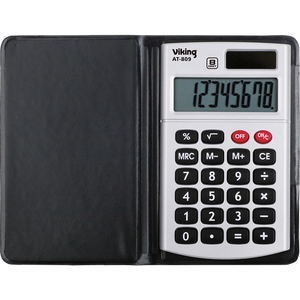 Viking Pocket Calculator AT-809 8 Digit Display Dual Power Black, Silver