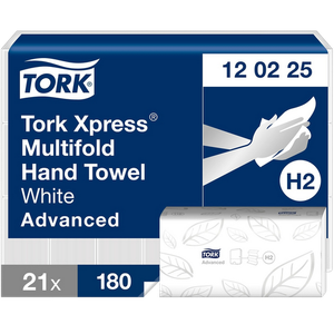 Tork Xpress Advanced Paper Hand Towels H2 M-fold White 2 Ply 120225 180 Sheets Pack of 21
