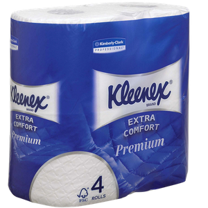 Kleenex Standard Size White Toilet Roll 4 Ply 8484 4 Rolls x 160 Sheets