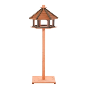 PawHut Wooden Bird Feeder Stand Bird Table for Garden, 130cm, Brown