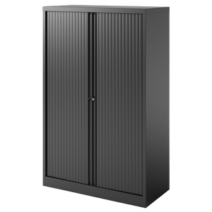 Bisley Tambour Cupboard Steel 3 Shelves Lockable 1,000 x 470 x 1,585 mm Black