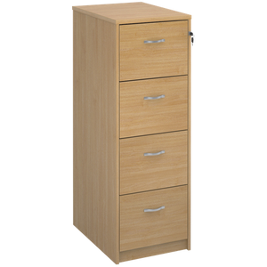 Dams International Filing Cabinet Deluxe Executive with 4 Drawers Lockable 480 x 655 x 1360mm Oak