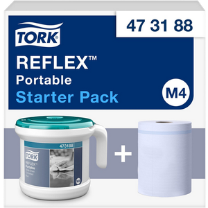 Tork Reflex Portable 473188 M4 Centrefeed Dispenser Plastic Not Lockable Manual Turquoise, White