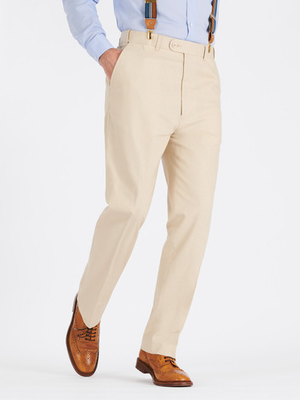 Stone Linen and Cotton Trousers