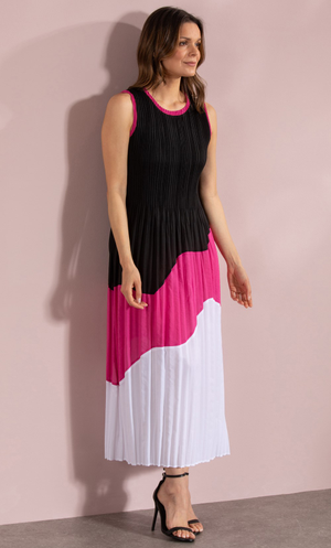 Sleeveless Colour Block Maxi dress - Black/Pink/Ivory