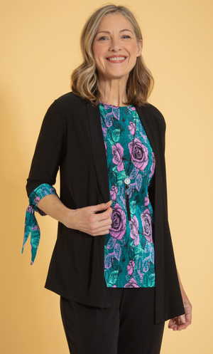 Anna Rose Mock Two Piece Set With Necklace - Black/Green/Rose