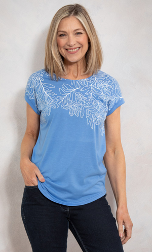 Anna Rose Embellished Jersey Top - Blue