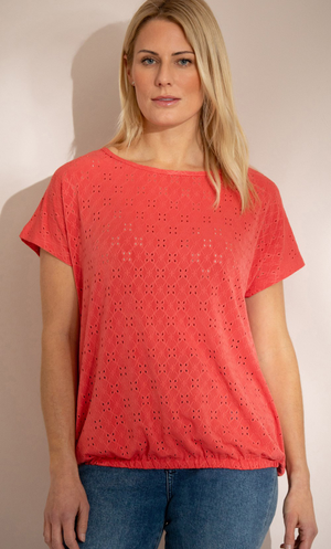 Textured Short Sleeve Jersey Top - Watermelon