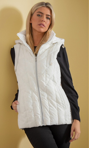 Flocked Padded Gilet - White