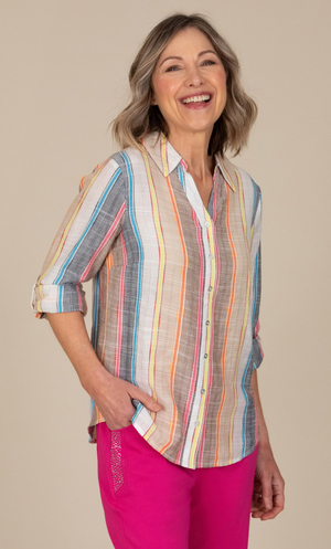 Anna Rose Striped Blouse - Rainbow Multi