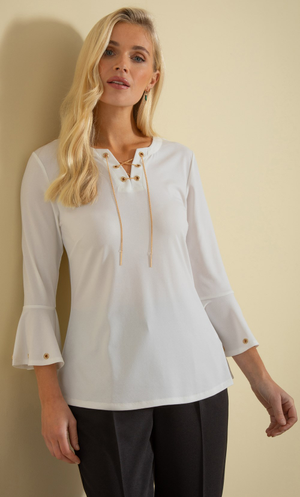 Embellished Eyelet Jersey Top - Ivory