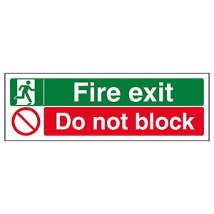 Fire Exit/Do Not Block-450x150mm-Self Adhesive Vinyl