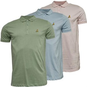 Brave Soul Mens Novek Three Pack Polo Shirts Pale Blue/Pale Pink/Mint