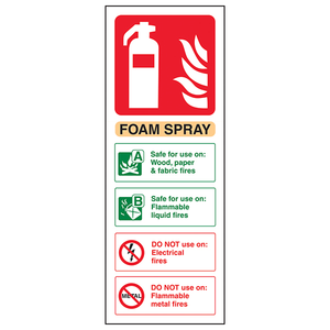 Fire Extinguisher - FoamSprayIDElectricalSafe - 100 x 280mm