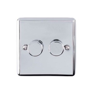 Eurolite EN2DLEDPC 2 Gang 400W/LED 2 Way Dimmer Switch Polished Chrome