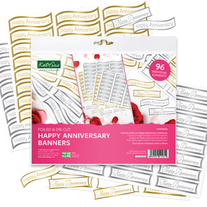 Foiled Happy Anniversary Banners Selection, 96 Sentiments