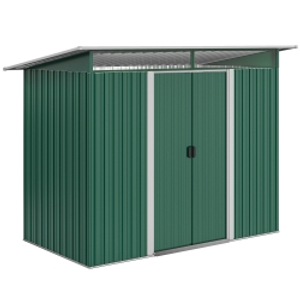 Outsunny 8.5 x 4ft Metal Shed with Lightsky Panels, Garden Storage Tool House with Double Doors for Garden, Patio and Lawn, Green