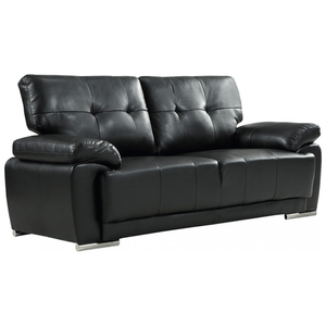 Sienna Black Leather 3 Seater Sofa