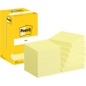 Post-it Sticky Notes 654-CY 76 x 76 mm 100 Sheets Per Pad Yellow Pack of 12
