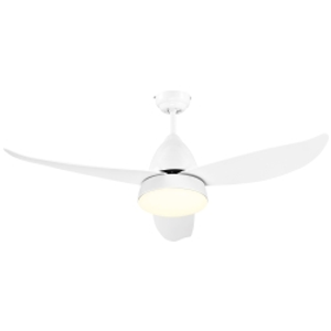 HOMCOM Modern Ceiling Fan with Light, 48-Inch White Small Fans for Bedroom Indoor, Reversible Flush Mount Low Profile Ceiling Light with Remote Control, 3 Blades, 6 Speeds, Timer