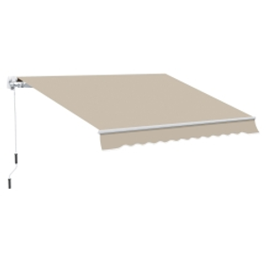 Outsunny 13'X8' Manual Retractable Patio  Awning Window Door Sun Shade - Coffee