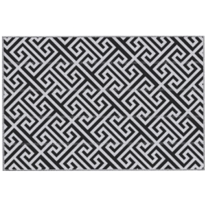 Outsunny 182 x 274 cm(6x9ft) Outdoor Rug Reversible Mat Plastic Straw Rug Portable RV Camping Mat for Garden Deck Picnic Indoor, Black & White