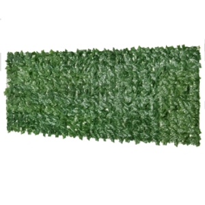 Outsunny Artificial Leaf Hedge Screen, Expandable Faux Privacy Fence Panel for Garden Outdoor Indoor Decoration, 3M x 1M, Dark Green