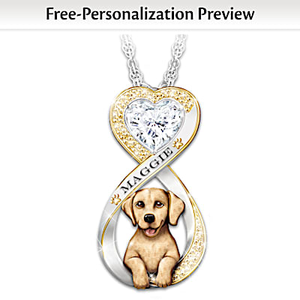 Always In My Heart Yellow Lab Personalized Pendant Necklace