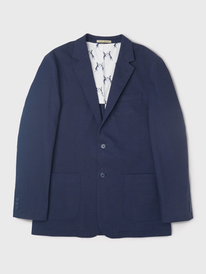 Navy Cotton Canvas Blazer