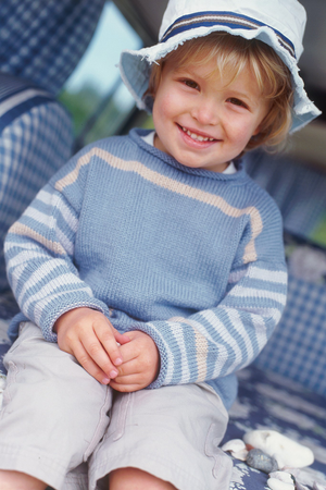 Boys Jumper With Striped Sleeves Knitting Pattern