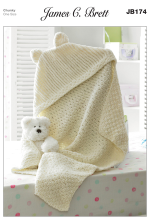 Hooded Blanket in James C. Brett Flutterby Chunky (JB174)