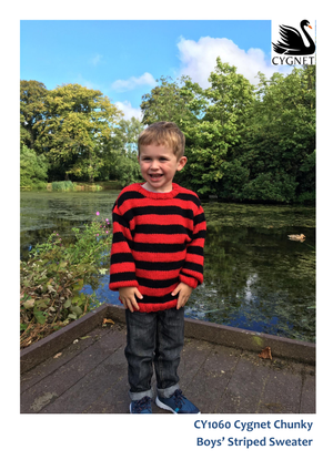 Boys' Striped Sweater in Cygnet Chunky (CY1060) - PDF - Print at Home