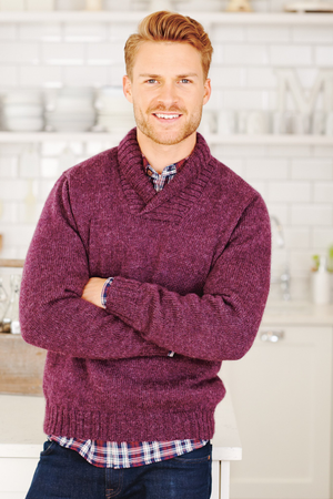 Vintage Mens Shawl Collar Jumper Knitting Pattern