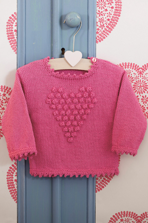 Girls Bobble Heart Jumper Knitting Pattern