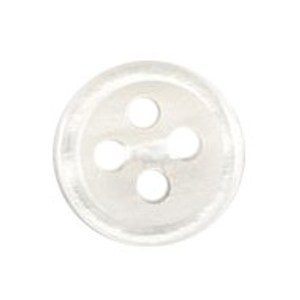 Milward Buttons - Size 10mm, 4 Hole, Pearl White, Pack of 8