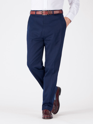 Navy Luxury Cotton & Silk Chino Trousers