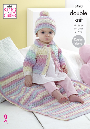 Cardigan, Hat and Blanket in King Cole Beaches DK (5420)