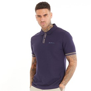 Ben Sherman Mens Placket Interest Polo Marine