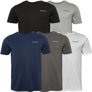 NICCE Mens Layette Five Pack T-Shirts White/Black/Grey Marl/Navy/Charcoal Marl