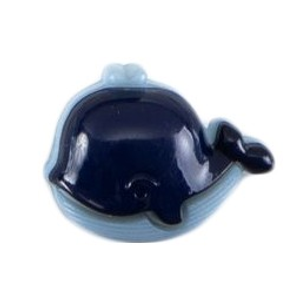 Milward Buttons - Size 16mm, Shank, Whale Shaped, Blue, Pack of 3