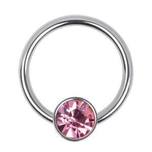 Blue Banana Surgical Steel 1.2mm x 8mm Flat Jewelled BCR (Rose)