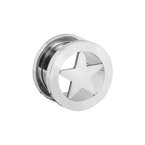Blue Banana Surgical Steel Star Ear Tunnel 6-14mm (Silver)