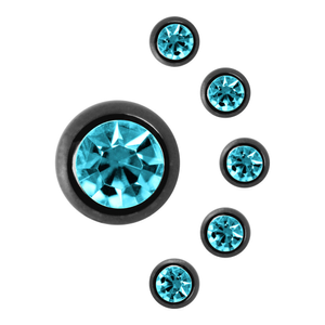 Blue Banana Black Titanium 5mm Aqua Jewelled Ball