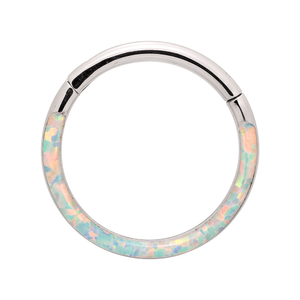 Blue Banana Steel 1.2mm Hinged Segment Ring (Silver/Opal)