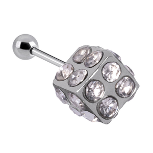 Blue Banana Surgical Steel 1.0mm Dice Tragus Stud (Silver)