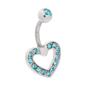 Blue Banana Surgical Steel 1.6mm Heart Navel Bar (Aqua)